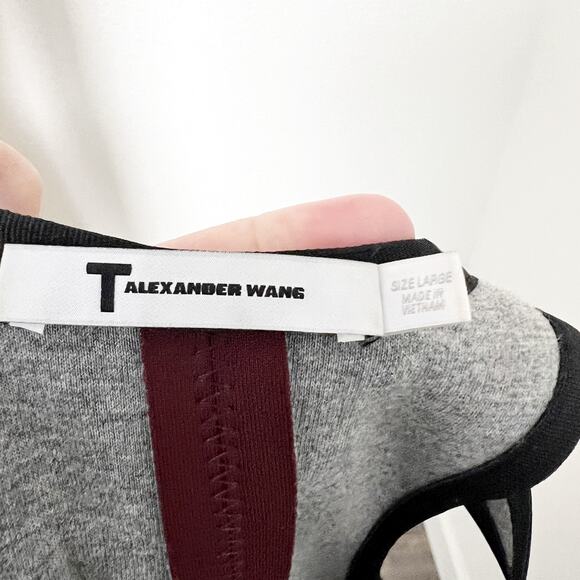 [T Alexander Wang] Maroon Racerback Neoprene Fit and Flare Mini Dress Sz Large L - Picture 9 of 10